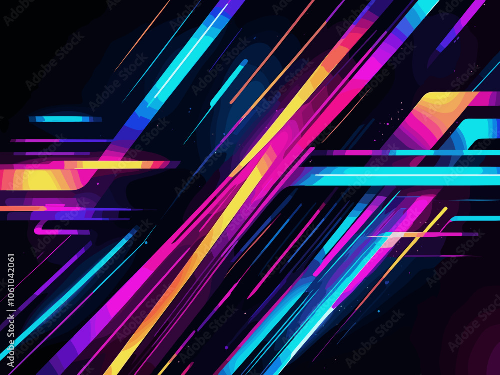 Poster futuristic abstract colorful vector background with glowing electric bright neon lines . abstract mo