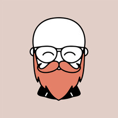 Bald beard man in glasses vector icon