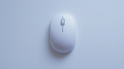 White computer mouse, top view.