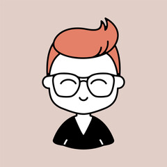 Man character face avatar in glasses vector icon