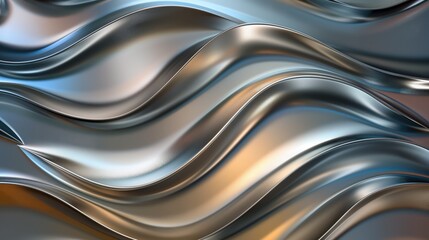 Metallic silver waves texture background.