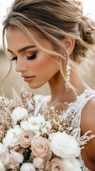 Naklejka premium Romantic Bridal Moment at Sunset