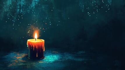 Burning candle on a dark background. 
