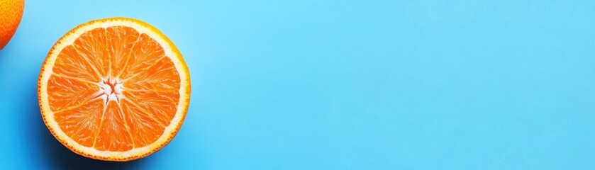 A Sliced Orange on a Blue Background