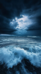 Obraz premium Intense Drama at Sea: Stormy Ocean Landscape