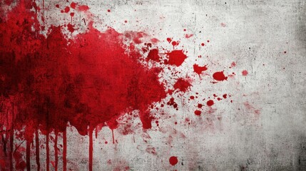 Crimson Stain: Grungy Concrete Wall with Blood Splatter 