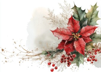 Christmas decoration, Frame of flowers of red poinsettia