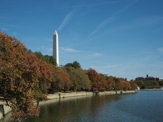 View of the Washington Monument from the Tidal Basin in the Fall 