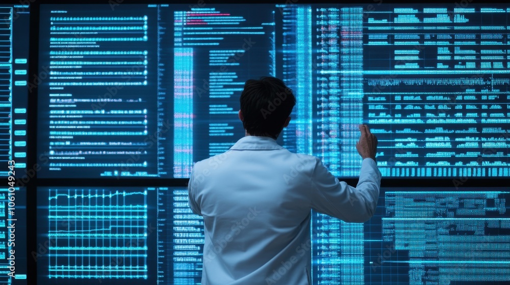 Poster futuristic data visualization: exploring the depths of the digital realm