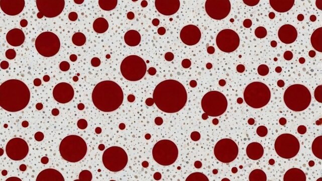 Vibrant seamless large texture featuring red polka dots on a clean white background with circular patterns. Perfect for versatile uses in textile, packaging, postcards, wallpaper, banners, holiday cra