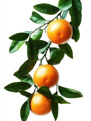 Bunch of fresh oranges hanging from a tree, ready to eat. Juicy and vibrant.