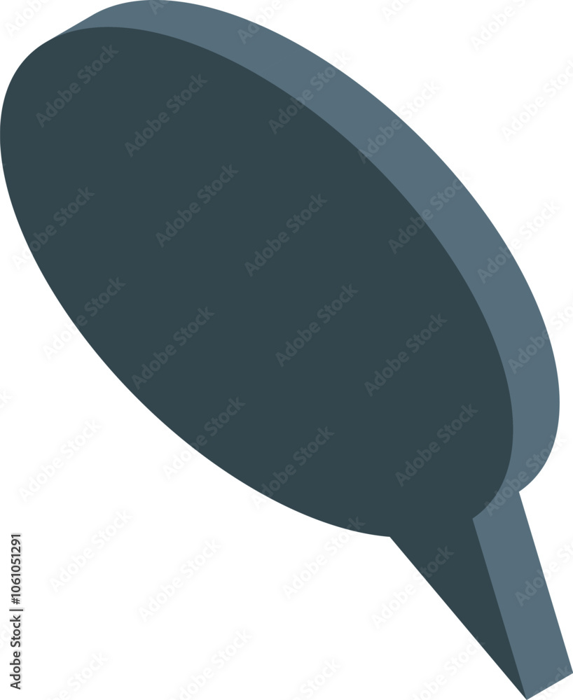 Poster simple dark gray speech bubble floating in isometric view, representing communication and messaging