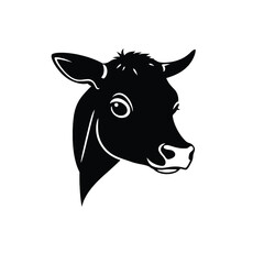a black and white silhouette of a funny cartoon cow's head