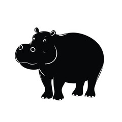 Fototapeta premium a black and white silhouette of a hippopotamus.