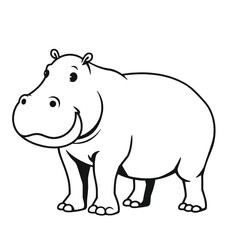 Fototapeta premium a black and white silhouette of a hippopotamus.