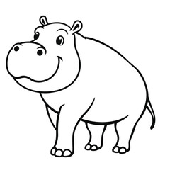 a black and white silhouette of a hippopotamus.