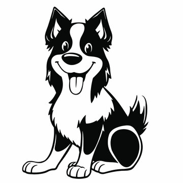 recommend clip art: a cartoon silhouette of a black and white border collie dog