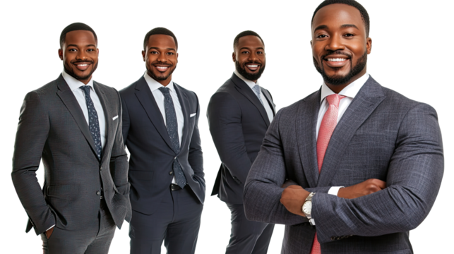 Young African American Businessmen Smiling in Professional Suits Generative AI