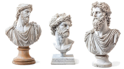 Obraz premium Ancient Greek Marble Busts of Zeus and Myths Generative AI