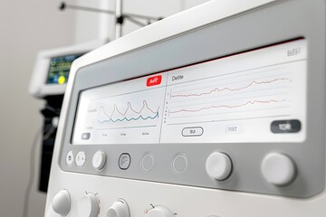 Obraz premium Close up to medical ultrasound diagnostic machine, close up preparing for an ultrasound device scan