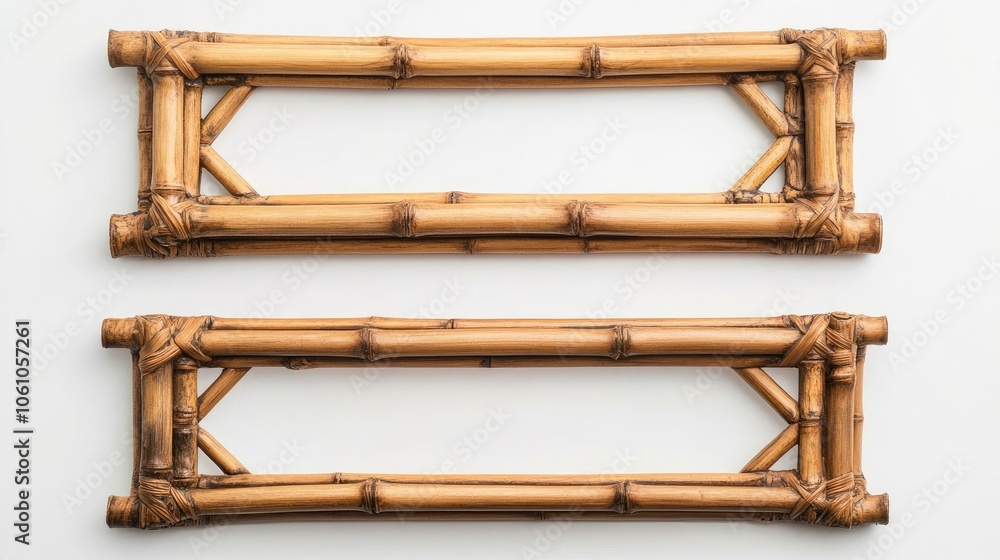 Poster empty horizontal bamboo frames arranged for crafting projects generative ai