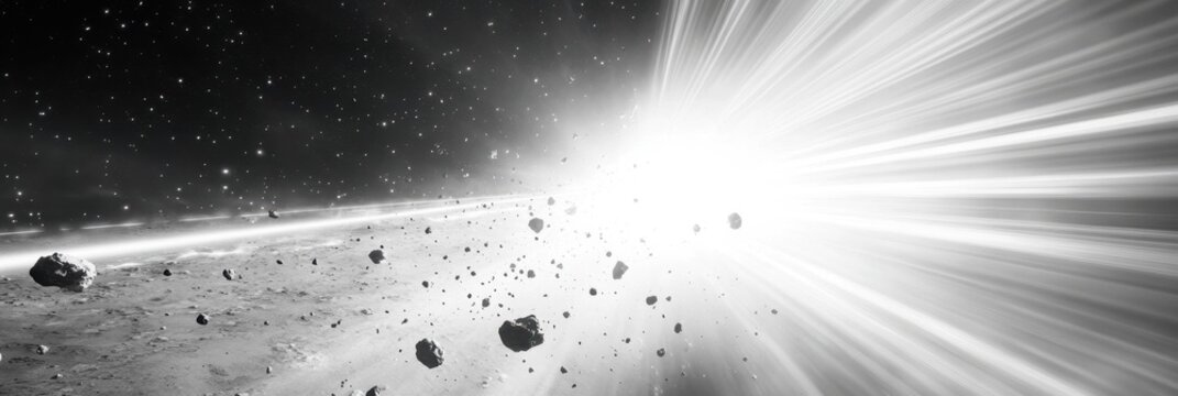 Space Looters in a Cosmic Train Raid Through a Mysterious Asteroid Belt Illuminated by Starlight