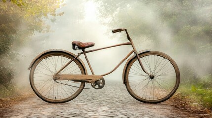 Obraz premium Vintage Bicycle in Misty Landscape