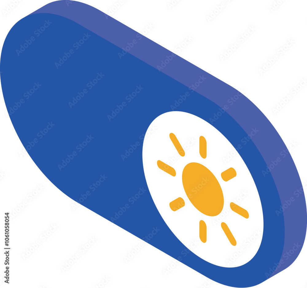 Aufkleber sun icon on toggle switch representing light setting, depicted in a vibrant isometric view