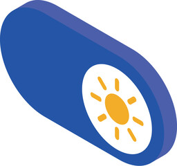 Sun icon on toggle switch representing light setting, depicted in a vibrant isometric view