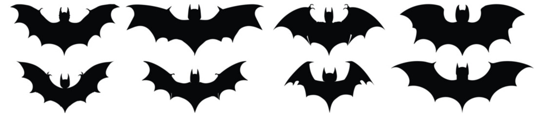 Bat silhouette set vector design big pack of bat illustration and icon