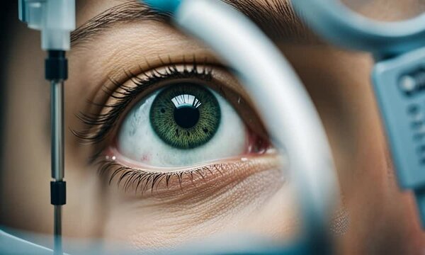Eye surgery with modern equipment.