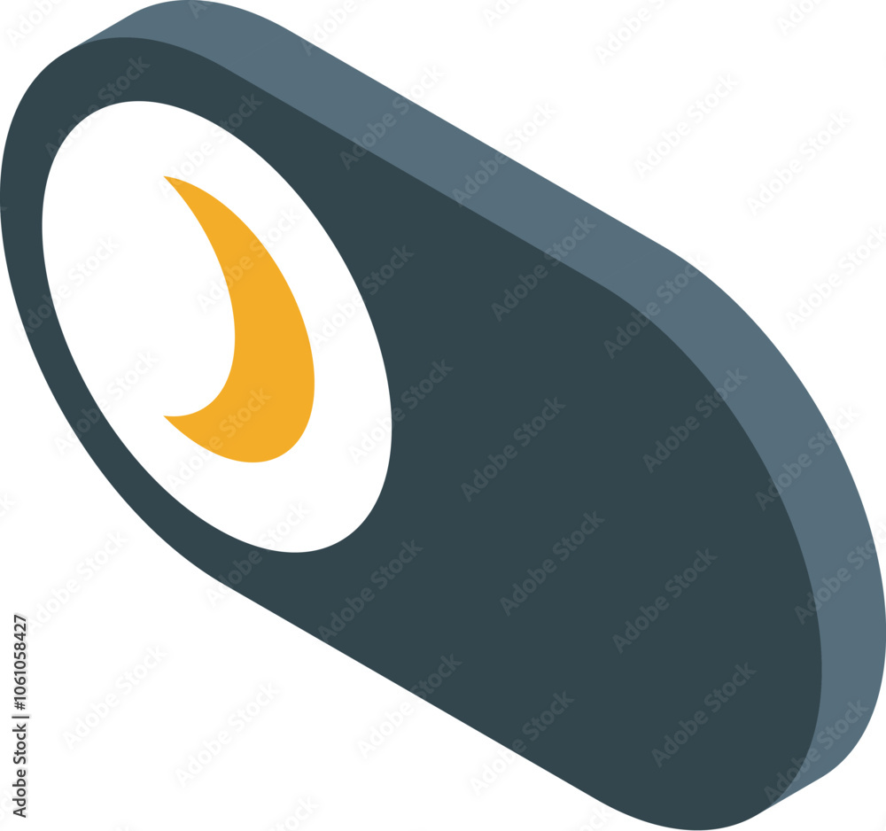 Poster sleep mode button displaying crescent moon, indicating nighttime setting for rest and relaxation