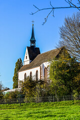St. Chrischona, Kirche, Bettingen, Riehen, Basel, Dorf, Wanderweg, Spazierweg, Landwirtschaft, Obstbäume, Herbst, Herbstspaziergang, Waldweg, Herbstlaub, Schweiz
