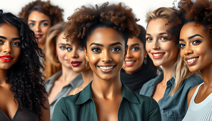 Fototapeta premium Diverse women mockup collection isolated with white highlights, png