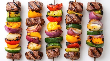 Grilled Lamb Kebabs With Colorful Vegetables Ready for Serving Generative AI