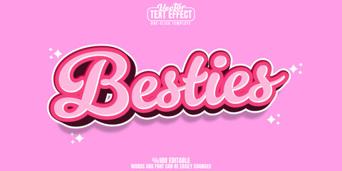 Bestie editable text effect, customizable pink and girl 3d font style