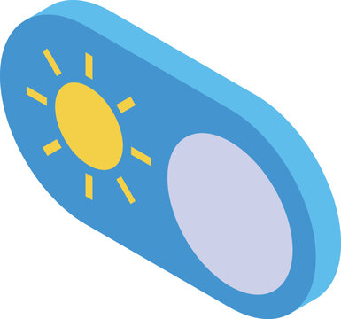 Sun mode toggle button activating summer or daytime settings, changing from moon to sun