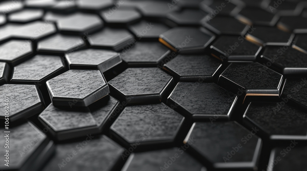 Poster abstract black hexagonal carbon texture background for futuristic design and tech concepts