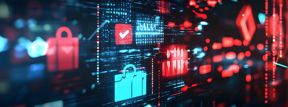 A digital display of Black Friday and Cyber Monday sale icons emphasizing discount offers  - - Powered by Adobe