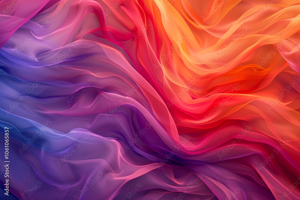 Aufkleber A colorful fabric with a gradient pattern drapes in soft waves