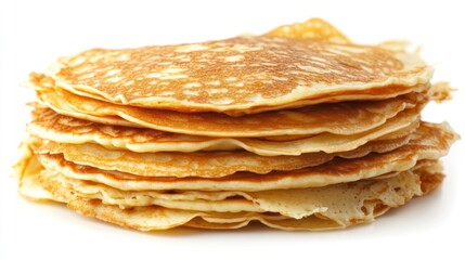 A Stack of Golden Brown Pancakes Isolated on White