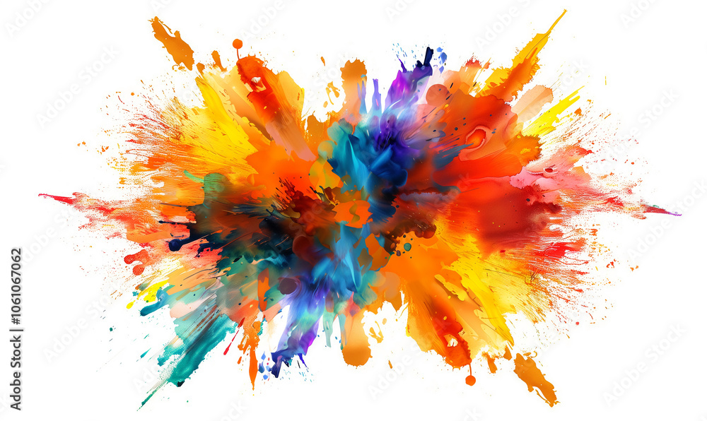 Aufkleber a vibrant burst of color explodes against a white background