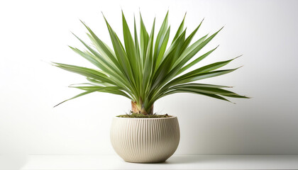 Yucca Leaf in a pot isolated white background