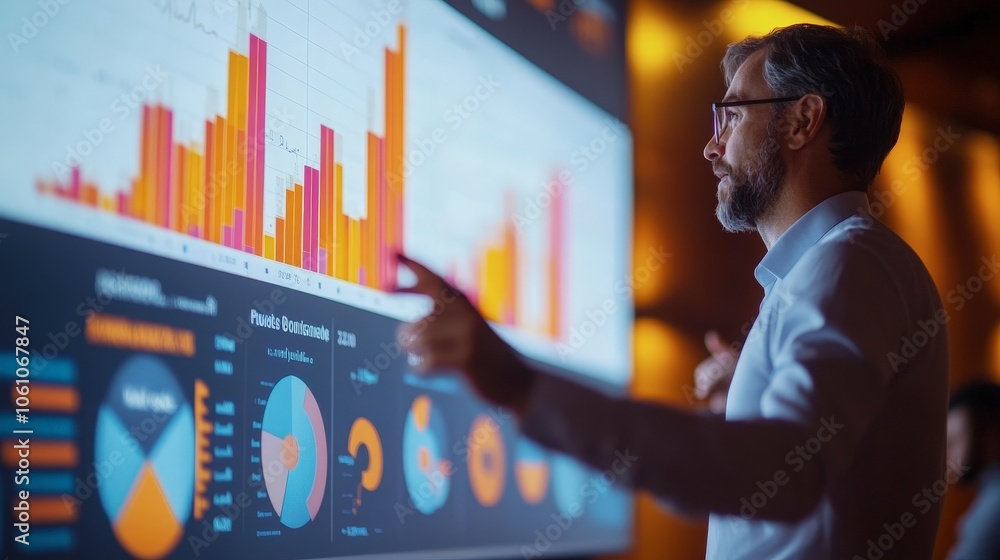 Aufkleber confident business presentation with data visualization