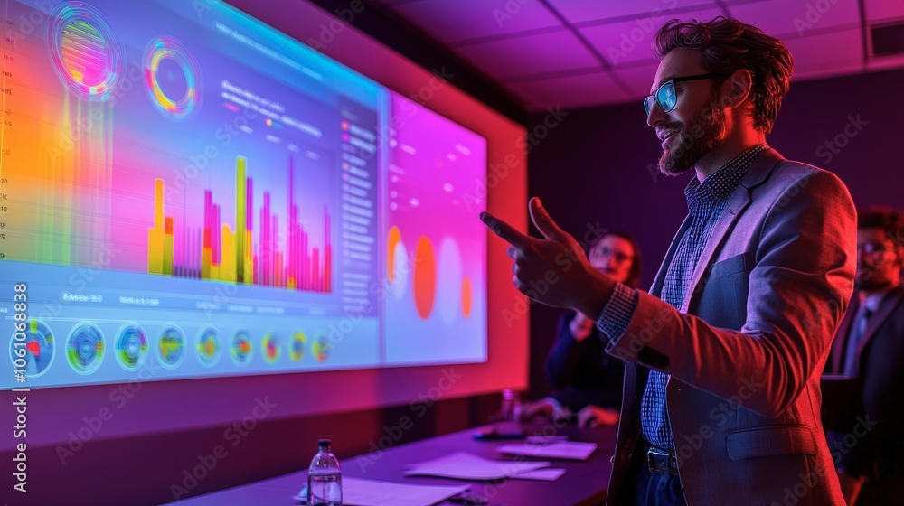 Aufkleber confident business presentation with data visualization