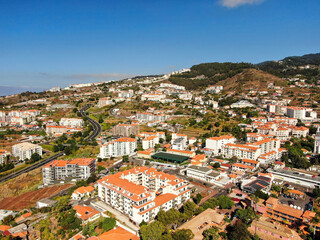 Panoramic view of the city of Canico, Madeira on a sunny day 