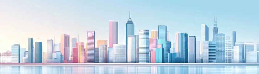 Obraz premium Majestic Cityscape Reflected in Calm Waters