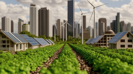 Fototapeta premium Sustainable Technology for Urban Green Energy Solutions