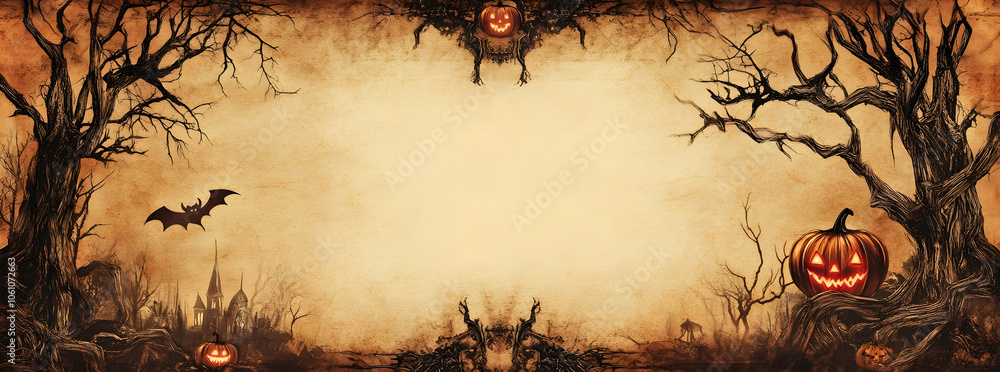 Poster halloween-themed certificate design with an empty center, ready for custom text -