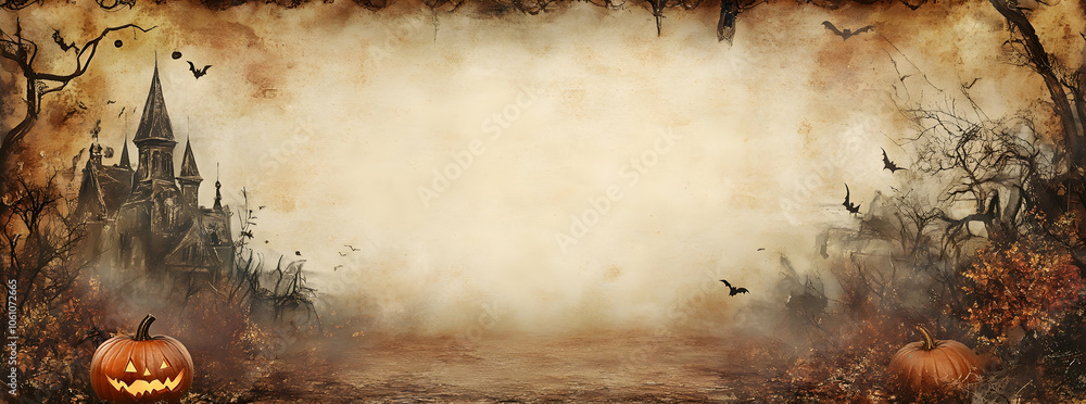 Poster halloween-themed certificate design with an empty center, ready for custom text -